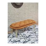 Ufo Oturak Bench - Gold Kaplama Telli Ayak - Oturak - Bench - Puf - Yatak Ucu Pufu Turuncu Renk 100 X 50 Boyut/Ebat