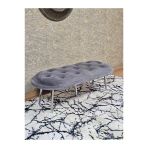 Ufo Oturak Bench - Krom Kaplama Sivriltme Ayak - Oturak - Bench - Puf - Yatak Ucu Pufu Gri Renk 100 X 50 Boyut/Ebat