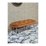 Ufo Oturak Bench - Krom Kaplama Sivriltme Ayak - Oturak - Bench - Puf - Yatak Ucu Pufu Turuncu Renk 100 X 50 Boyut/Ebat