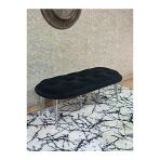 Ufo Oturak Bench - Krom Kaplama Telli Ayak - Oturak - Bench - Puf - Yatak Ucu Pufu Siyah Renk 100 X 50 Boyut/Ebat