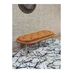 Ufo Oturak Bench - Krom Kaplama Telli Ayak - Oturak - Bench - Puf - Yatak Ucu Pufu Turuncu Renk 100 X 50 Boyut/Ebat