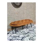 Ufo Oturak Bench - Siyah Boyalı Sivriltme Ayak - Oturak - Bench - Puf - Yatak Ucu Pufu Turuncu Renk 100 X 50 Boyut/Ebat