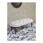 Ufo Oturak Bench - Siyah Boyalı Telli Ayak - Oturak - Bench - Puf - Yatak Ucu Pufu Krem Renk 100 X 50 Boyut/Ebat