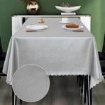 UFRIDAY Gümüş Gri Suni Deri Masa Örtüsü 152,4 x 213,4 cm, Dış Mekan Partisi, Kamp, Piknik, Mutfak ve Yemek Odası için Dikdörtgen Masa Örtüleri Dikdörtgen Su Geçirmez Masa Örtüleri