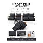 UFUK HOME Balkon Bahçe Takımı Minder Kılıfı 4’lü Set Antrasit 60x110 cm Fermuarlı Yıkanabilir