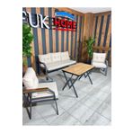UFUK HOME Kavacık 311 Masalı Krem Fermuarlı Bahçe Balkon Takımı, Salon, Teras- Metal Çay Seti