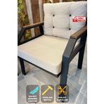 UFUK HOME Kavacık Tekli Koltuk Krem Fermuarlı Keten Kumaş, Modern Metal Konforlu Bahçe Balkon Mobilyası