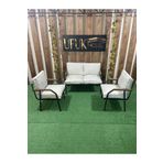 UFUK HOME Linda 211 Krem Fermuarlı Bahçe Balkon Takımı, Cafe, Salon - Metal Kanepe Koltuk Takımı