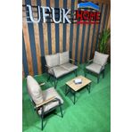 UFUK HOME Linda 211 Sehpalı Kahverengi Fermuarlı Bahçe Balkon Takımı, Cafe, Salon - Metal Kanepe Koltuk Takımı