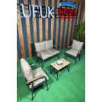 Ufuk Home Linda 2+1+1 Sehpalı Kahverengi Koltuk Takımı, Balkon Mobilyası, Oturma Odası Mobilyaları, Metal Kanepe Takımı