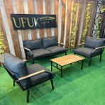 Ufuk Home Linda 2+1+1 Sehpalı Koltuk Takımı, Balkon Mobilyası, Oturma Odası Mobilyaları, Metal Kanepe Takımı, Mutfak Koltuk Takımı - Antrasit