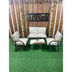 Ufuk Home Linda 2+1+1 Sehpalı Koltuk Takımı, Balkon Mobilyası, Oturma Odası Mobilyaları, Metal Kanepe Takımı, Mutfak Koltuk Takımı - Krem