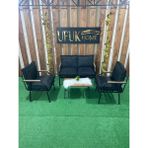 Ufuk Home Linda 2+1+1 Sehpalı Koltuk Takımı, Balkon Mobilyası, Oturma Odası Mobilyaları, Metal Kanepe Takımı, Mutfak Koltuk Takımı - Siyah