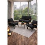 UFUK HOME Linda 211 Sehpalı Siyah Fermuarlı Bahçe Balkon Takımı, Cafe, Salon - Metal Kanepe Koltuk Takımı