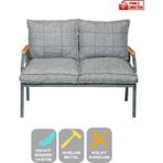 Ufuk Home Linda Ikili Koltuk,konforlu Balkon Mobilyası,modern Metal Çay Seti,estetik Cafe Sandalyeleri, Mutfak Metal Koltuk - 118x90 - Gri