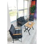 UFUK HOME Miray 211 Masalı Antrasit Fermuarlı Bahçe Balkon Takımı, Salon, Teras- Berjer Düğmeli Metal Çay Seti