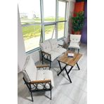 UFUK HOME Miray 211 Masalı Krem Fermuarlı Bahçe Balkon Takımı, Salon, Teras- Berjer Düğmeli Metal Çay Seti