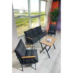 UFUK HOME Miray 311 Masalı Antrasit Fermuarlı Bahçe Balkon Takımı, Salon, Teras- Berjer Düğmeli Metal Çay Seti