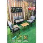UFUK HOME Sehpalı Gri Fermuarlı Bahçe Balkon Takımı, Cafe, Salon - Metal Kanepe Koltuk Takımı