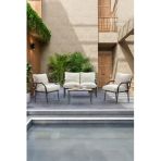 Ufuk Home Sehpalı Krem Fermuarlı Bahçe Balkon Takımı, Cafe, Salon - Metal Kanepe Koltuk Takımı