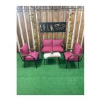 UFUK HOME Sehpalı Pudrapembe Fermuarlı Bahçe Balkon Takımı, Cafe, Salon - Metal Kanepe Koltuk Takımı