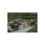 Ufuk Home Violet Antrasit 2+1+1 Masalı Açıkantrast Bahçe Oturma Seti + Masa – Bahçe, Balkon, Cafe Metal Takımı