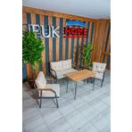 UFUK HOME Zeyd 211 Masalı Krem Fermuarlı Bahçe Balkon Takımı, Salon - Metal Kanepe Koltuk Takımı