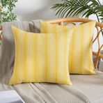 UGASA Dış Mekan Su Geçirmez Kırlent Kılıfları 2'li Paket Boho Dokuma Şerit Doku Dekoratif Yastık Kılıfları Veranda için Veranda Yastıkları Çadır Avlu Bahçe Tezgahı 50 x 50 cm, Sarı