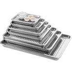 UGCER Fırın Tablası ve Soğutma Rafı Seti, Paslanmaz Çelik Gıda Saklama Tepsisi Izgara Bakeware, Pişirme Kapları Barbekü Et Izgara Tencere Börek, 27cm* 20cm