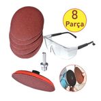 Ugr Cırt Zımpara Seti + Matkap Aparatı + Gözlük 115 mm (8 Parça)