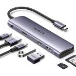 Ugreen 15214 Usb-C To 4K 7 İn 1 Hdmı 100W Pd 2Xusb-A Sd Micro Sd Kart Dönüştürücü Çoklayıcı Hub