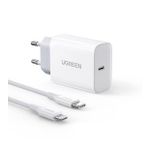 Ugreen 20 W PD Şarj Cihazı ve 1 m PD to Lightning iPhone Data Şarj Kablosu