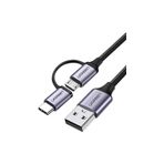 Ugreen 2'si 1 Arada Örgülü Type-C Micro USB Şarj ve Data Kablosu m, 30875
