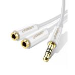 Ugreen 3.5Mm Erkek To 2 Dişi Ses Kablosu 20Cm (Beyaz), 10739