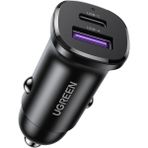 Ugreen 30W 2 Portlu Araç Içi Şarj Cihazı Çakmaklık Adaptörü, 25845 - Siyah
