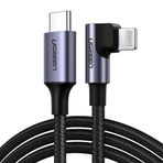 Ugreen 3A USB C to Lightning 90 Derece Örgülü Data ve Şarj Kablosu 2 Metre