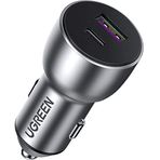 Ugreen 52.5W QC PD 1xUSB-C 1xUSB-A Uzay Grisi Çakmaklık Adaptörü Hızlı Araç İçi Şarj Cihazı