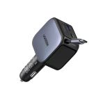 Ugreen 60W Usb-C Makaralı Dahili Kablolu Hızlı Araç Çakmaklık Şarj Cihazı, 1X Usb-C 1X Usb-A, 55212B