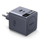 UGREEN 65W Makaralı Dahili Kablolu GaN Hızlı Şarj Cihazı ( 2xUSB-C,1xUSB-A ) - Gri