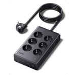Ugreen 6’lı Akım Korumalı Grup Priz, 20W Usb-C, Usb-A Çıkışlı Şarj Istasyonu, 1.5 M Kablolu, 75141 - Siyah