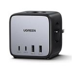 UGREEN DigiNest Cube 65W GaN 2 Hızlı Şarj Cihazı Ve 3 lü Akım Korumalı Priz - Siyah