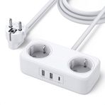 Ugreen DigiNest Life 30W Type-C/USB-A Çıkışlı 2 li Akım Korumalı Grup Priz 1.8 Metre