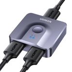 UGREEN HDMI 2.0 Anahtar 4K@60Hz Çift Yönlü 1 Giriş 2 Çıkış/2 Giriş 1 Çıkış, PS5, PS4, Xbox, TV Kutusu, TV Stick, Monitör, PC ile Uyumlu (Gri)