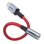 Ugreen iPhone için Lightning to 3.5mm Örgülü Kulaklık Dönüştürücü Adaptör Kablo Kırmızı