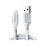 Ugreen Lightning Apple Uyumlu iPhone Örgülü Data Ve Şarj Kablosu Beyaz