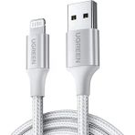 Ugreen Lightning Iphone Örgülü Data Şarj Kablosu Beyaz 1 Metre