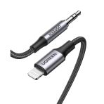Ugreen Mfi Sertifikalı Lightning To 3.5Mm Örgülü Ses Kablosu, 1 Metre, Siyah, 70509