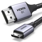 UGREEN Mini HDMI Kablosu 8K 2.1 Ethernet 3D Full HD 1080P HDR ARC - Raspberry Pi 4, Kamera, TV vb. ile Uyumlu (1M)