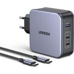 Ugreen Nexode 140W Gan Type-C PD3.1 USB Qc 4.0 3 Portlu Hızlı Şarj Cihazı ve 240W Type-C Kablo