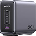 Ugreen Nexode 300W GaN 5 Portlu Hızlı Şarj Cihazı İstasyonu, 4xUSB-C, 1xUSB-A, 2M 240W Kablolu, Gri, 90903B